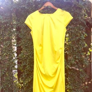 Yellow mid length fitted dress